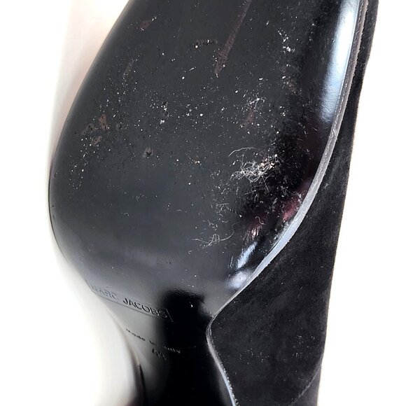 MARC JACOBS Suede Black Booties Made In Italy Size 41 Euro / US 11 Shoes Heels - Picture 11 of 16